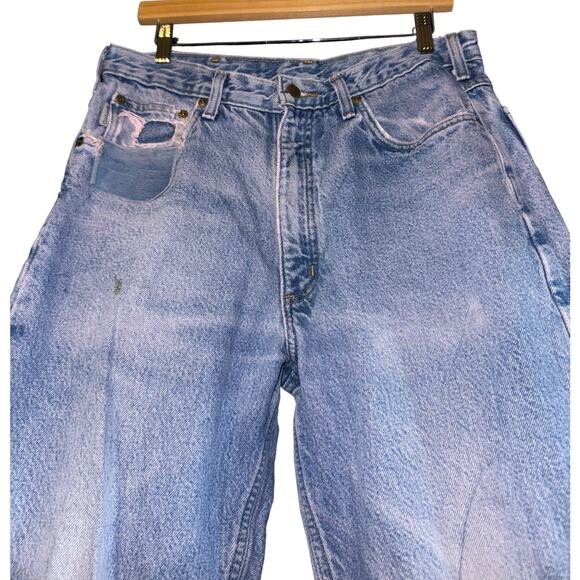 Carhartt Thrashed Flannel Lined Plaid Jean Pants 32x31 Warm Fall Utility Grunge - Picture 4 of 11